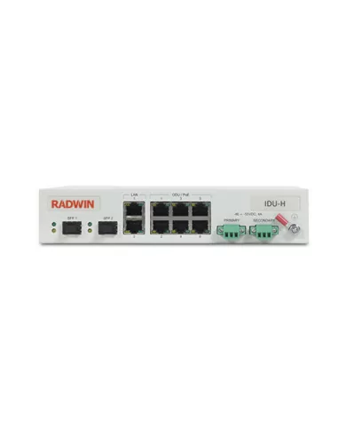 RADWIN IDU-H/HP Aggregation Unit: Indoor PoE for up to 6 Radwin ODUs, supporting AC and DC, no PSU
