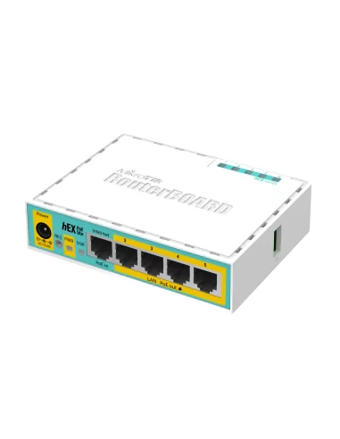 MikroTik hEX PoE Lite - Desktop PoE Router with 5 10/100 LAN ports and 1 USB port