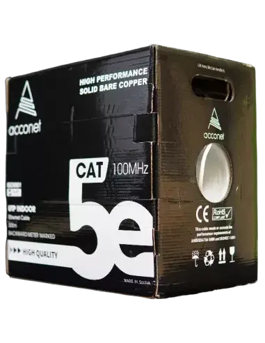 Acconet CAT5e Indoor Ethernet Cable 305m White Solid Copper UTP Pull Box | CAT5-305-SC